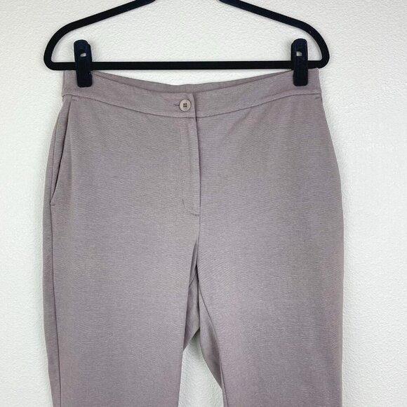 Eileen Fisher Women's Medium Cotton Blend Ponte Slim Pant Slim Fit Ankle Taupe - Picture 2 of 12